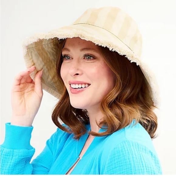 Sprigs Adjustable Wide Brim Striped Bucket Hat - Picture 8 of 9